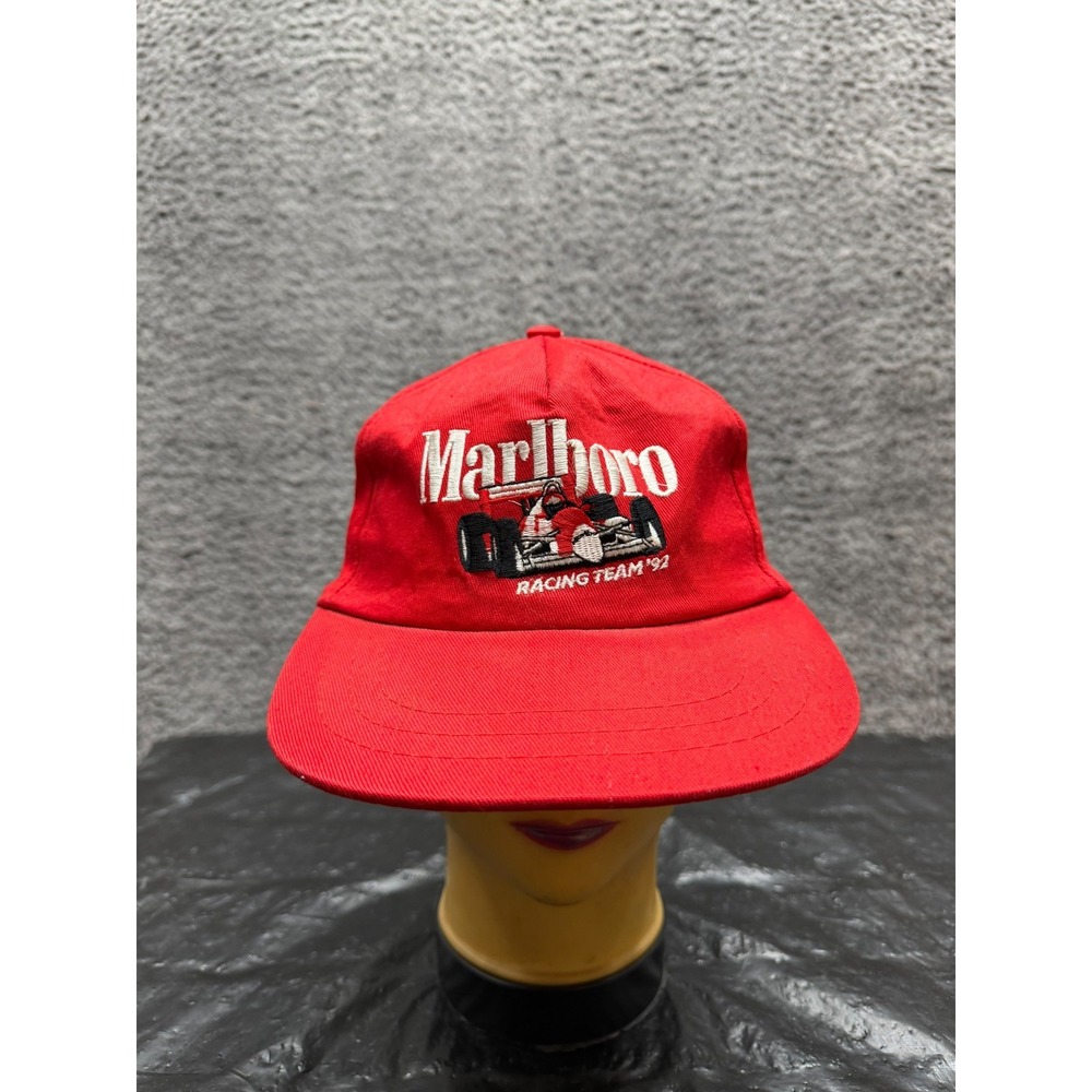 Vintage 1992 Marlboro Racing Team Embroidered Snapback Hat Red One Size